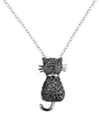 Victoria Townsend Sterling Silver Necklace, Black Diamond Accent Cat Pendant