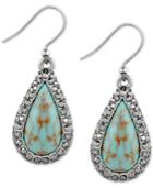 Lucky Brand Silver-tone Blue-stone Teardrop Drop Earrings