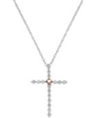 Diamond (1/4 Ct. T.w.) Cross Necklace In Sterling Silver And 14k Plated Gold