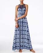 Teeze Me Juniors' Crocheted Halter Maxi Dress