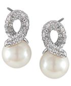 Carolee Earrings, Glass Pearl Knot Drop Earrings