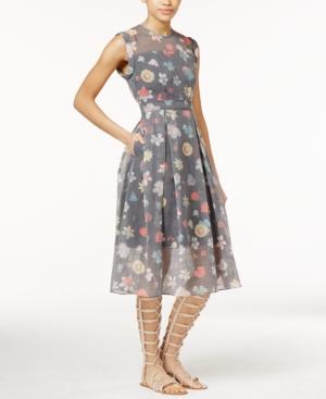 Rachel Rachel Roy Sheer Overlay Printed Midi Dress