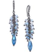 Inc International Concepts Hematite-tone Pave & Blue Shaky Bead Chandelier Earrings, Created For Macy's