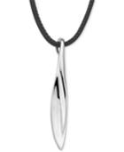 Nambe Long Leather Strand Leaf Pendant Necklace In Sterling Silver, Only At Macy's
