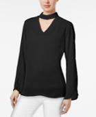 Ny Collection Bell Sleeve Choker Blouse