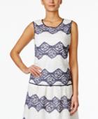 Nine West Floral-lace Striped Shell
