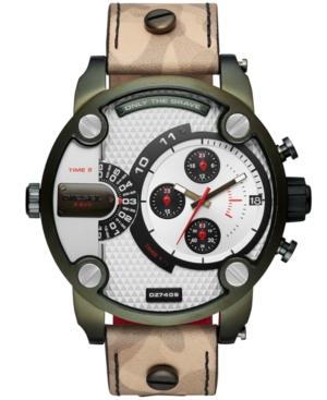 Diesel Men's Little Daddy Camo Leather Strap Watch 52mm