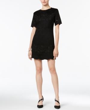 Bar Iii Embroidered Faux-suede Dress, Only At Macy's