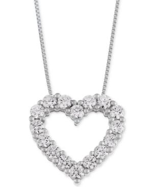 Macy's Star Signature Diamond Heart Pendant Necklace (1 Ct. T.w.) In 14k White Gold