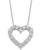 Macy's Star Signature Diamond Heart Pendant Necklace (1 Ct. T.w.) In 14k White Gold