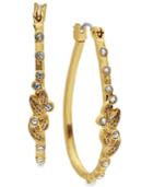 Lonna & Lilly Gold-tone Leaf-inspired Crystal Hoop Earrings