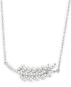 Wrapped Diamond Leaf Pendant Necklace In 10k White Gold (1/4 Ct. T.w.)