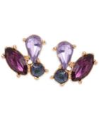Betsey Johnson Rose Gold-tone Triple Crystal Cluster Stud Earrings