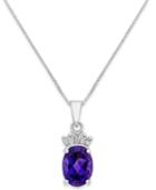 Amethyst (1-1/5 Ct. T.w.) And Diamond Accent Pendant Necklace In 14k White Gold
