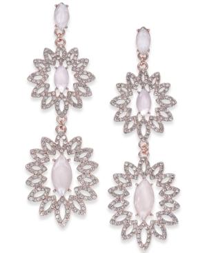 I.n.c. Rose Gold-tone Pave & Colored Stone Double Drop Earrings, Created For Macy's