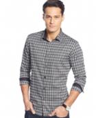 Alfani Long Sleeve Herringbone Striped Shirt