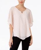 Ny Collection Petite Textured Keyhole Poncho Top