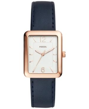 Fossil Women's Atwater Blue Leather Strap Watch 28x34mm Es4158