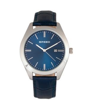 Breed Quartz Manuel Gunmetal And Black Chronograph Leather Watches 46mm