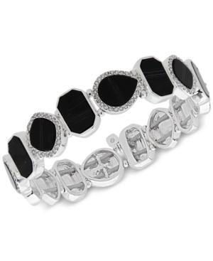 Nine West Silver-tone Pave & Stone Stretch Bracelet