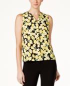 Nine West Lemon-print V-neck Shell