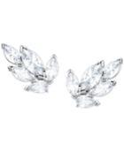 Swarovski Silver-tone Crystal Leaf Stud Earrings