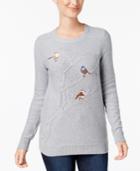 Charter Club Cable-knit Bird Sweater, Created For Macy's