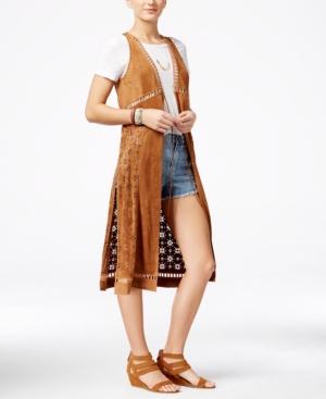 American Rag Juniors' Faux-suede Laser-cut Vest, Only At Macy's
