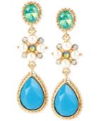 M. Haskell Gold-tone Mixed Stone Triple Drop Earrings