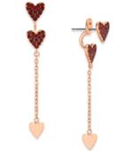 Danori Rose Gold-tone Pave Heart Front & Back Earrings, Created For Macy's