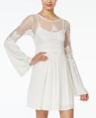 Trixxi Juniors' Embroidered Bell-sleeve Fit & Flare Dress
