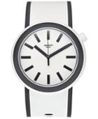 Swatch Unisex Swiss Pop White And Black Silicone Strap Watch 41mm Pnw100