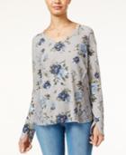 American Rag Printed Waffle-knit Lace-side Top, Only At Macy's