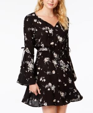 American Rag Juniors' Printed Bell-sleeve Dress, Created For Macy's