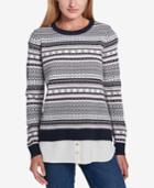 Tommy Hilfiger Layered-look Fair Isle Sweater, Created For Macy's