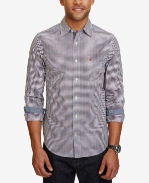 Nautica Men's Slim-fit Colbalt Plaid Cotton Long-sleeve Shirt