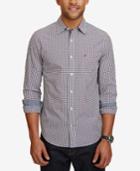 Nautica Men's Slim-fit Colbalt Plaid Cotton Long-sleeve Shirt