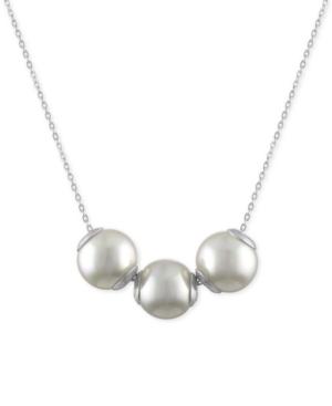 Majorica Sterling Silver Imitation Pearl Triple Pendant Necklace