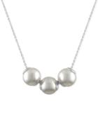 Majorica Sterling Silver Imitation Pearl Triple Pendant Necklace