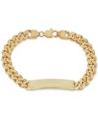 Curb Chain Id Bracelet In 18k Gold-plated Sterling Silver