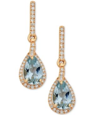 Aquamarine (1-1/3 Ct. T.w.) & Diamond (1/5 Ct. T.w.) Drop Earrings In 10k Gold