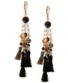 Lonna & Lilly Gold-tone Bead & Tassel Chandelier Earrings