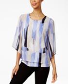 Jm Collection Petite Printed Layered Necklace Top, Only At Macy's