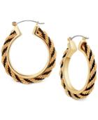 Guess Gold-tone And Black Chain Hoop Earrings