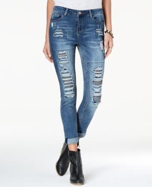 Vanilla Star Juniors' Studded Ripped Skinny Jeans