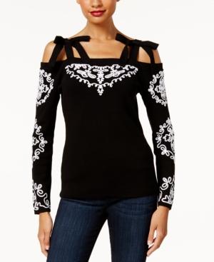 Anna Sui Loves Inc International Concepts Cold-shoulder Sweater, Created For Macy's