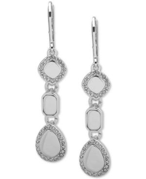 Nine West Silver-tone Crystal Linear Drop Earrings