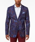 Tallia Men's Slim-fit Indigo/purple Paisley Cotton Sport Coat