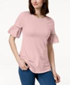 Charter Club Ruffled Eyelet-sleeve Top, Created For Macy's