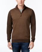 Tricots St Raphael Big And Tall Quarter-zip Faux-suede Trim Herringbone Sweater